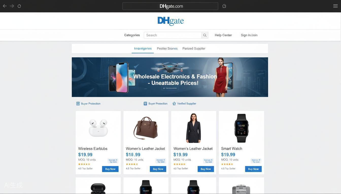 DHgate website homepage screenshot